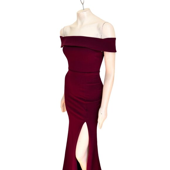 LULUS Aveline Off the Shoulder Maxi Dress in Burgundy SZ S - Picture 5 of 13